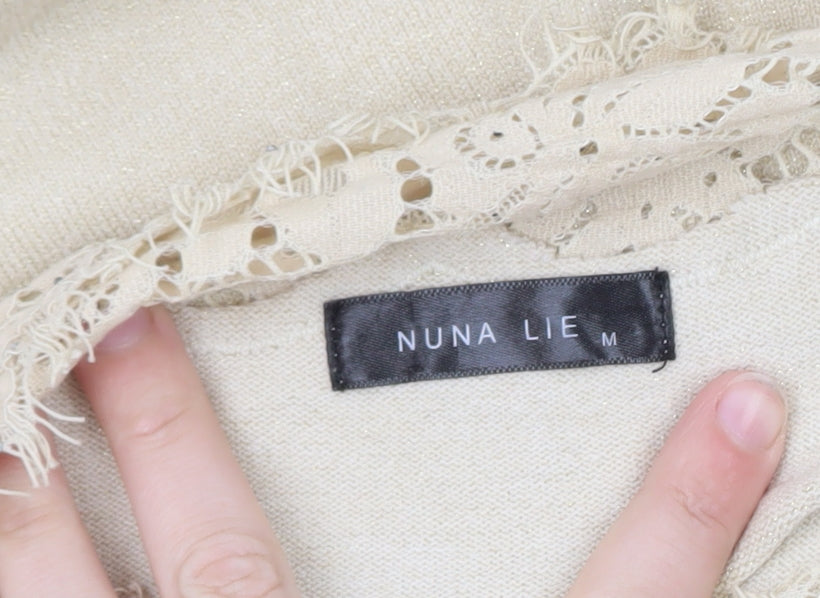 Nuna Lie Women Beige Lace Knit Pullover Jumper Size M