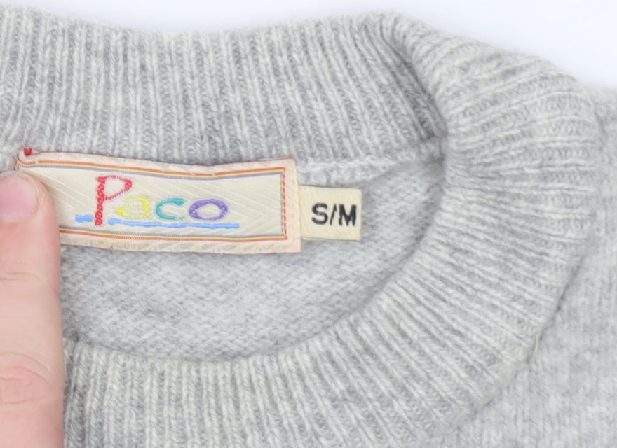 Paco Womens Grey Wool Aztec Knit Pullover Jumper S Vintage