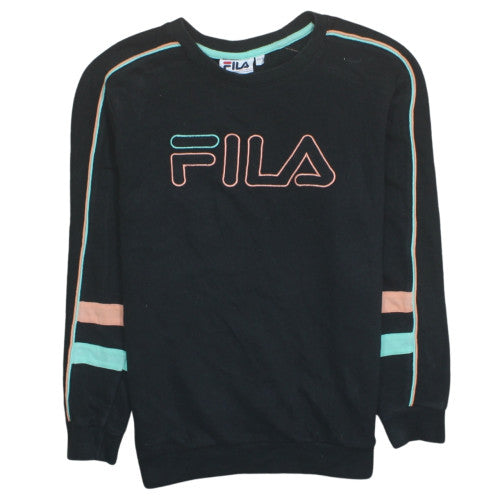 Additional front view of Fila women’s black xs pullover sweatshirt with logo embroidery