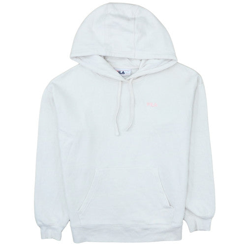 Additional front view of Fila women’s beige pullover hoodie, size L, cotton blend