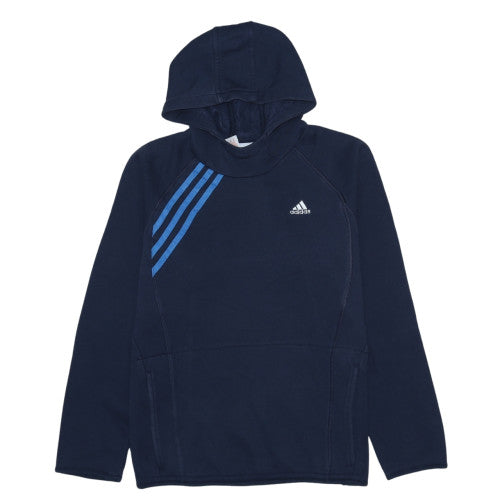 Additional front view of Adidas Teens Blue Pullover Hoodie Long Sleeve Sports Fleece 14