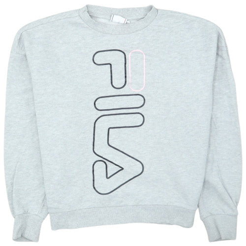 Additional front view of Fila Women Grey Logo Crew Neck Pullover Sweatshirt, size S
