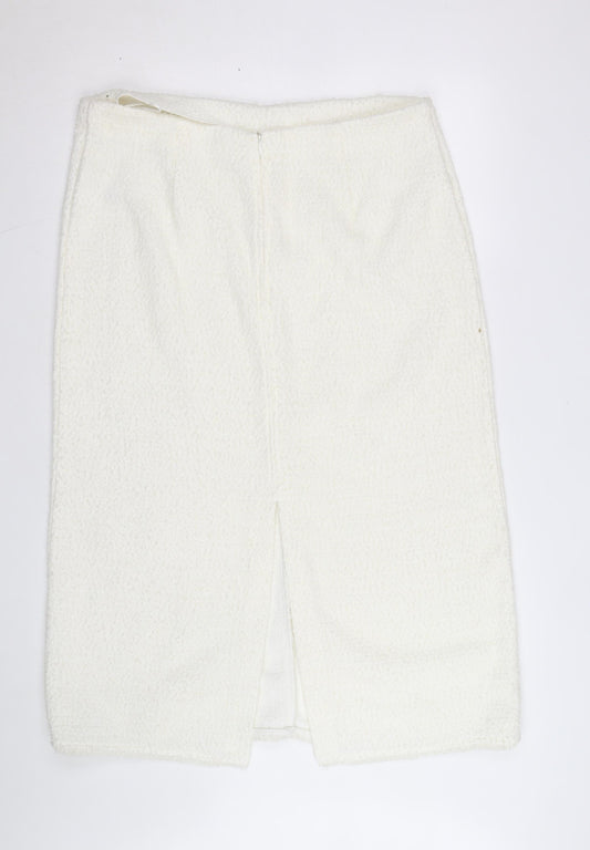 Marks and Spencer Women Ivory Tweed Pencil Skirt Size 14