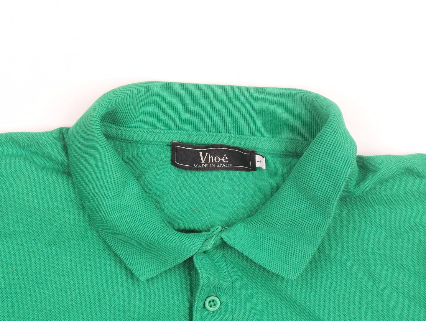 Vhoe Men Green Short Sleeve Classic Fit Cotton Polo Shirt L