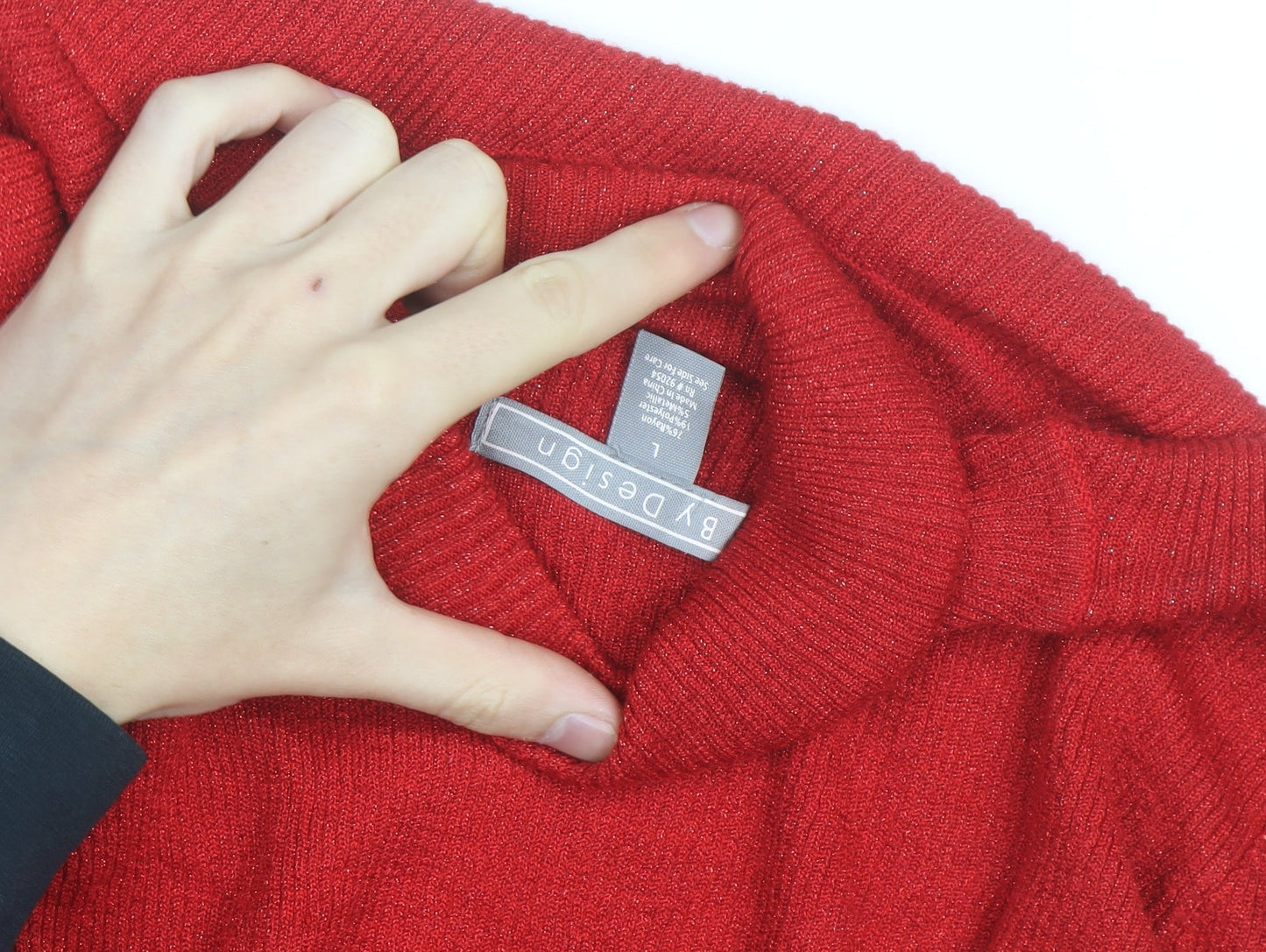 BY Design Women's Red Roll Neck Long Sleeve Pullover Jumper Size L