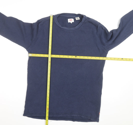 Levi's Men's Blue Waffle-Knit Cotton Jumper Size S