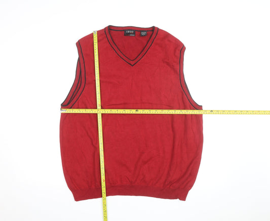 IZOD Men's Red V-Neck Cotton Blend Sleeveless Vest Jumper L