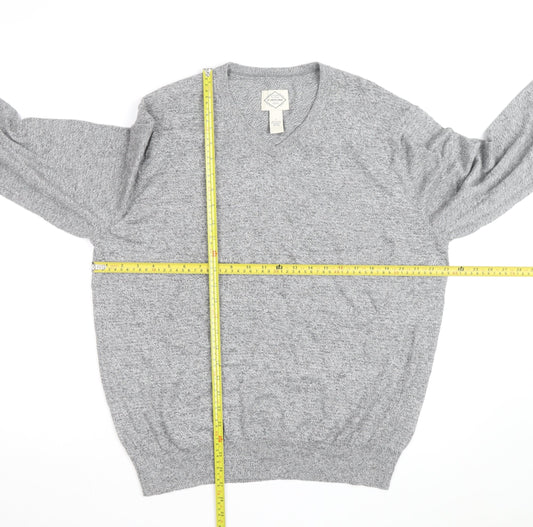 St. John's Bay Men’s Grey V-Neck Cotton Blend Pullover Jumper Size L