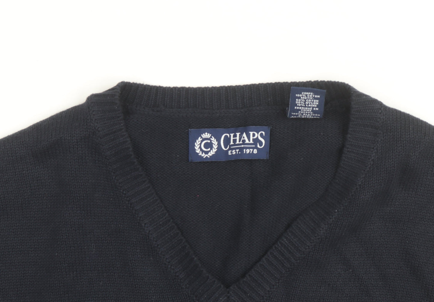 Chaps Men's Blue Fair Isle V-Neck Cotton Knit Vest L