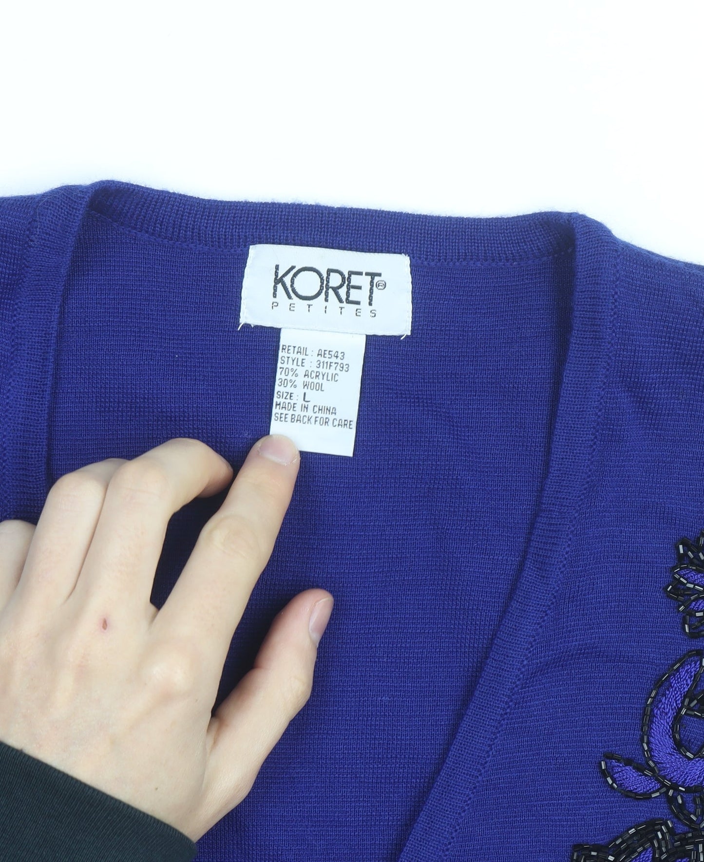 Koret Petites Blue Beaded Knit Sleeveless Vest Jumper Women’s L