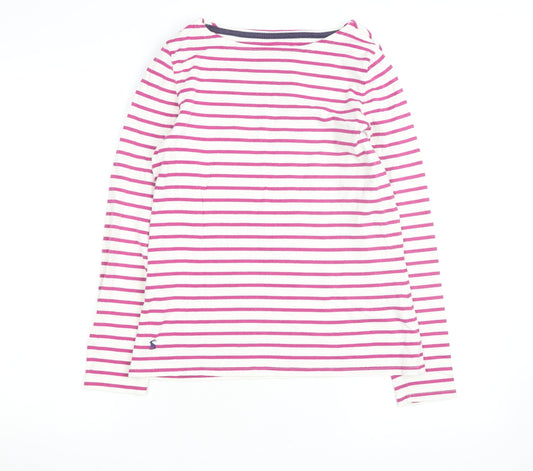Joules Women's Pink Striped Long Sleeve Cotton T-Shirt Size S