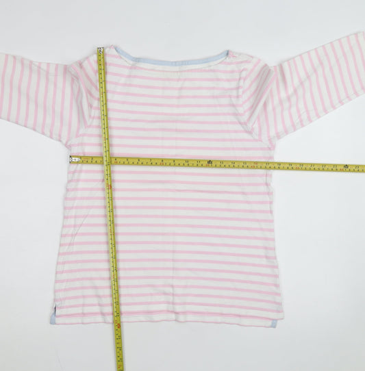 Tyrwhitt Women's Pink White Striped Cotton Pullover Jumper M