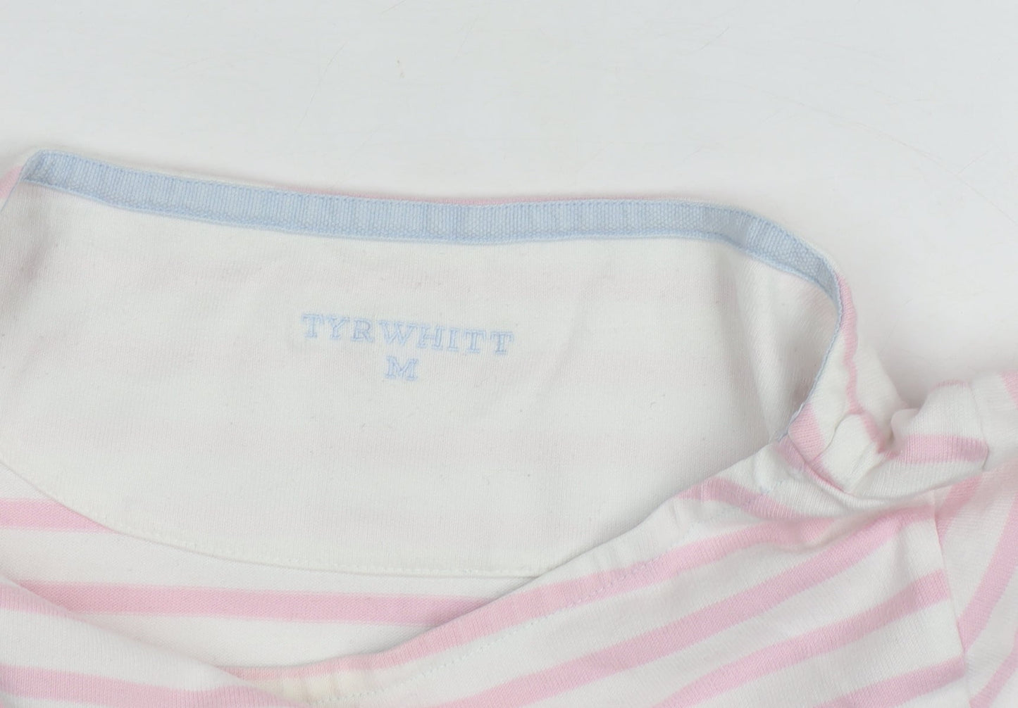 Tyrwhitt Women's Pink White Striped Cotton Pullover Jumper M