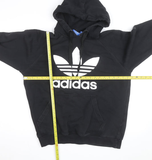 Adidas Mens Black Pullover Hoodie Size L Logo Sportswear