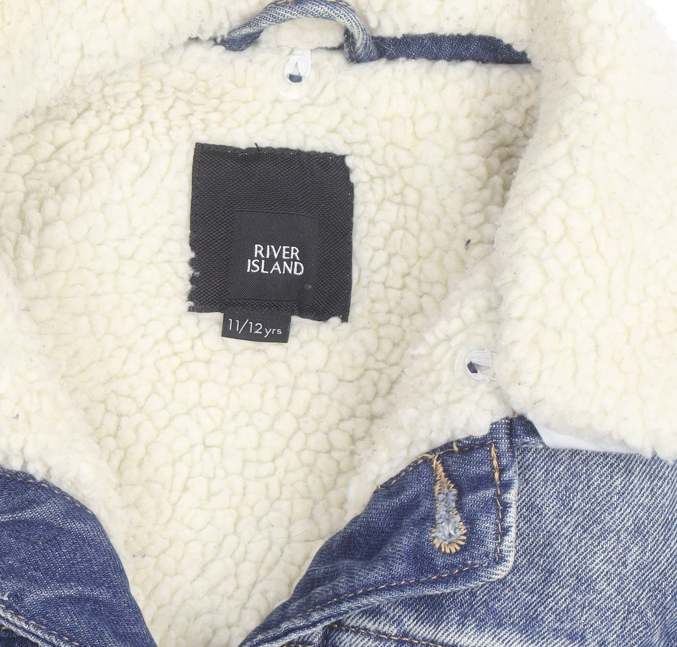 River Island Girls Blue Denim Sherpa Lined Jacket 11-12 Years