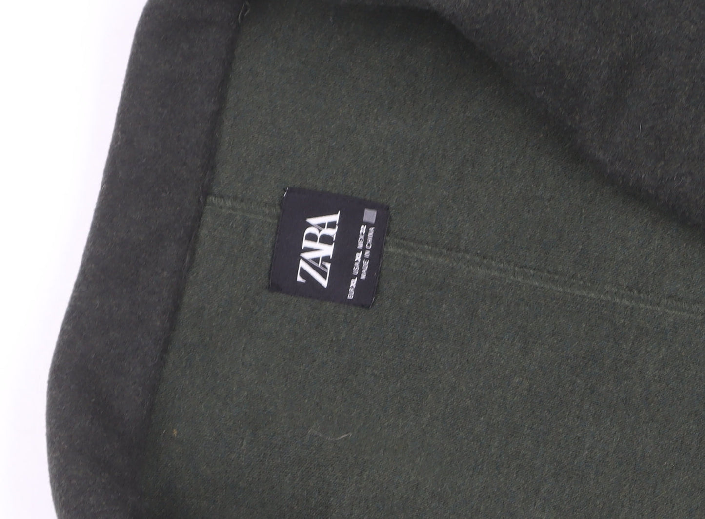 Zara Men’s Green Wool Blend Long Overcoat Size L