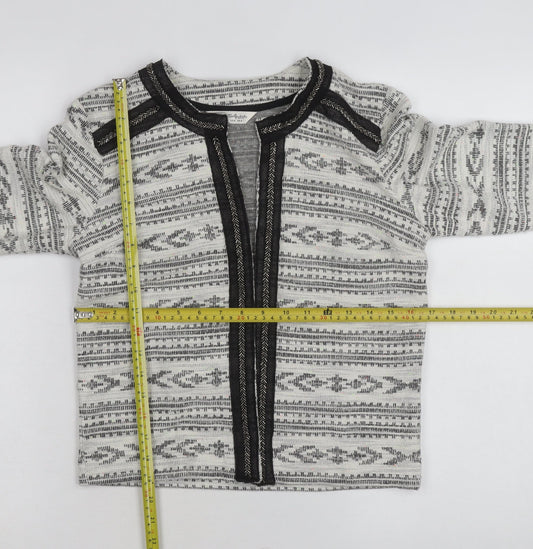 Miss Selfridge Women Grey Beaded Knit Cardigan Size 8