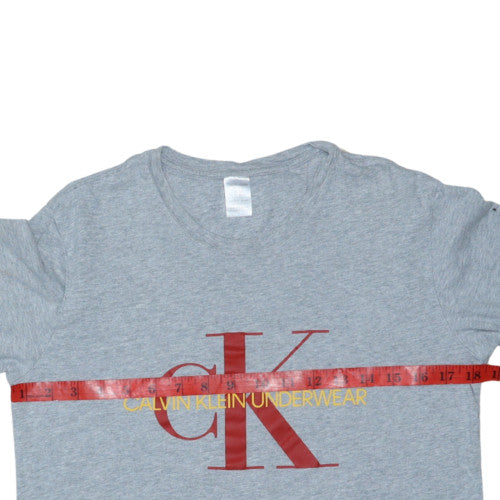 Calvin Klein Men Grey Long Sleeve Crew Neck Cotton Top S