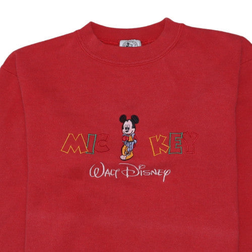 Disney Men's Red Mickey Mouse Embroidered Pullover Sweatshirt M