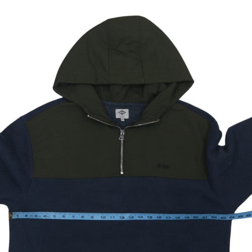 Lee Cooper Men's Blue 1/2 Zip Hooded Sweatshirt 2XL Fleece