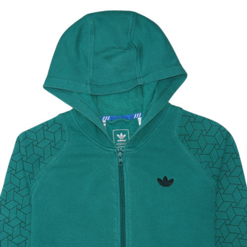Adidas Men's Green Full Zip Hoodie Size M Regular Logo Sweatshirt