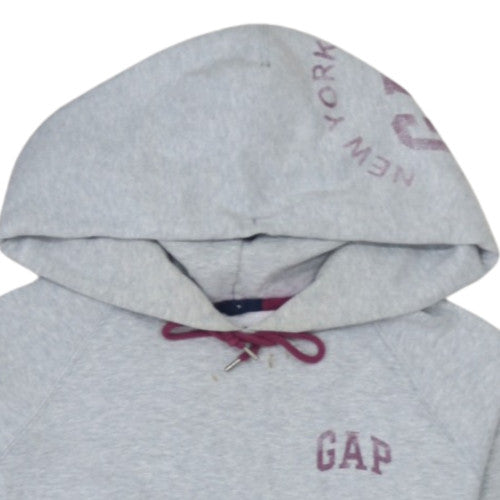 GAP Women Grey Pullover Hoodie Medium Logo Drawstring Casual Sweatshirt