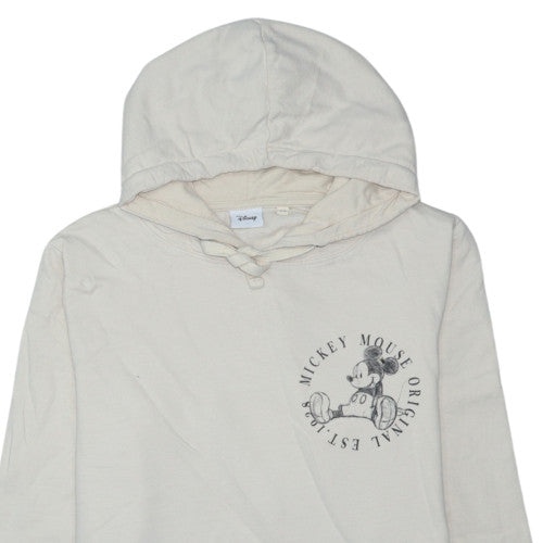 Disney Womens Beige Mickey Mouse Pullover Hoodie Size 12 Cotton