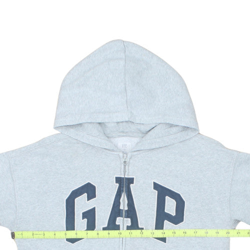 GAP Teens Grey Full Zip Hoodie L Logo Fleece Sweatshirt