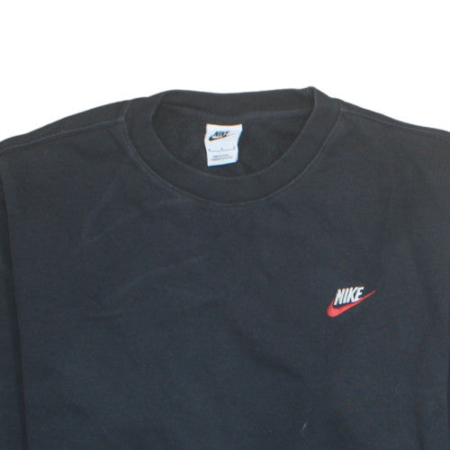 Nike Men's Black Crew Neck Sweatshirt M Cotton Blend Logo Pullover