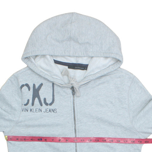 Calvin Klein Jeans Men's Grey Full Zip Hoodie Size M Logo Jersey