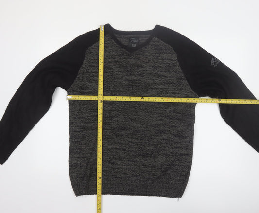 RMS Twenty Six Men's Black Grey V-Neck Pullover Jumper Size L