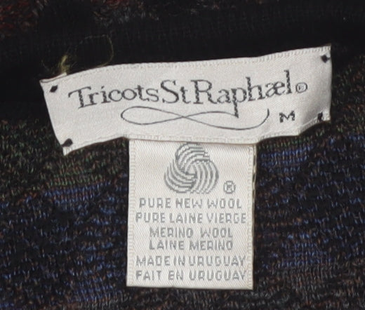 Tricots St. Raphael Men's Multicoloured Wool Argyle V-Neck Jumper M