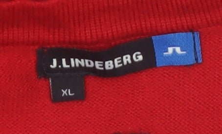 J. Lindeberg Mens Red Argyle Merino Wool V-Neck Golf Vest XL