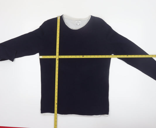 Next Men's Blue Waffle-Knit Crew Neck Jumper Size L