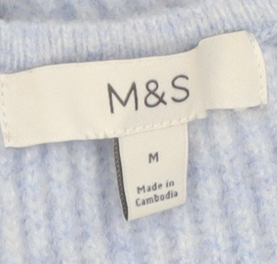 Marks and Spencer Women Blue V-Neck Pullover Jumper M