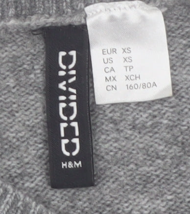 H&M Divided Women's Grey XS Cardigan Short Sleeve Knit Jumper