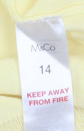 M&Co Women’s Yellow Viscose Knit Scoop Neck Pullover Jumper Size 14
