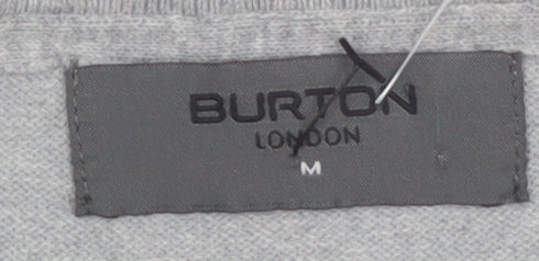 Burton Men Grey V-Neck Cotton Nylon Pullover Jumper M