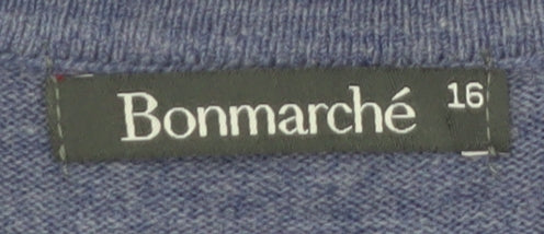 Bonmarché Women's Blue Acrylic Button Cardigan Size 16