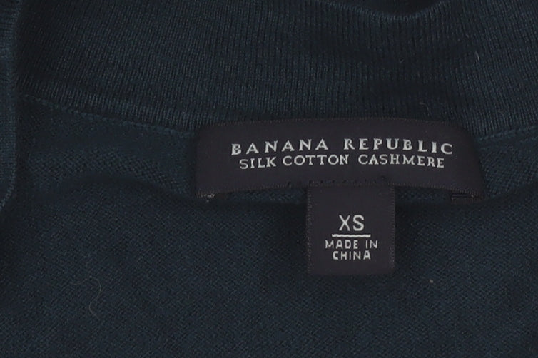 Banana Republic Women's Blue XS Cardigan V-Neck Knit Cotton Silk Cashmere