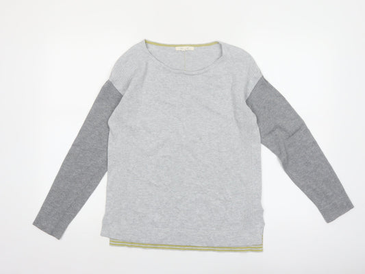 White Stuff Womens Grey Round Neck Cotton Blend Jumper Size 8