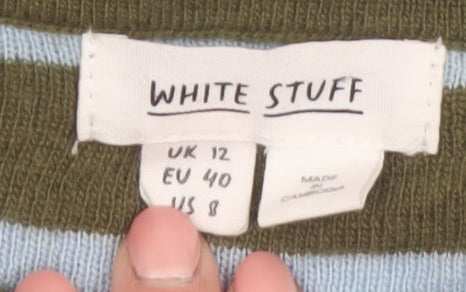 White Stuff Women’s Multicoloured Striped Cotton Jumper UK 12