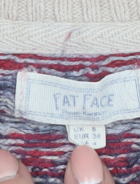 Fat Face Women Ivory Fair Isle Pullover Jumper Size M Wool Blend