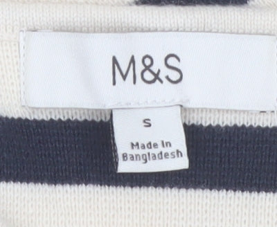 Marks and Spencer Womens Beige Striped Cardigan S Knit Long Sleeve