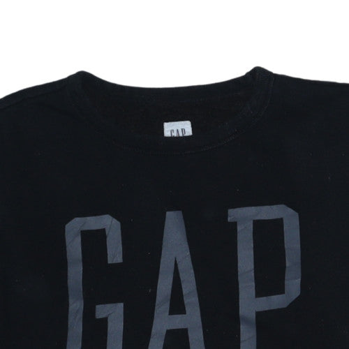 Additional view of Gap girls’ black logo pullover sweatshirt, size 14, years crew neck fleece