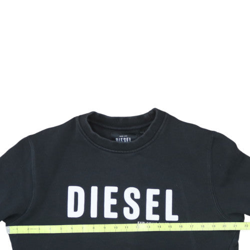 Diesel Mens Black Medium Crew Neck Pullover Sweatshirt