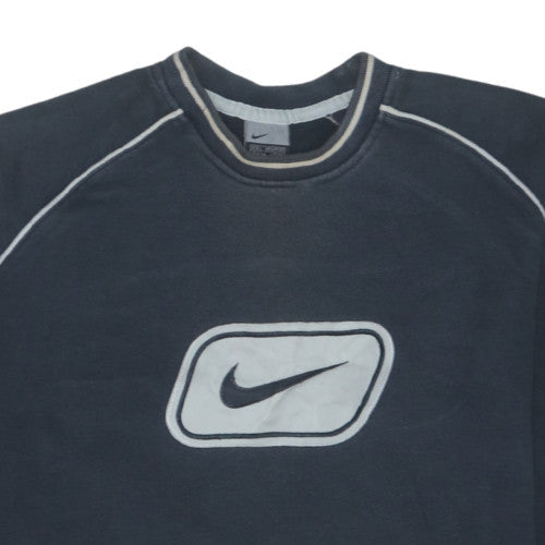 Nike Mens Blue Fleece Pullover Sweatshirt L Crew Neck Logo Vintage