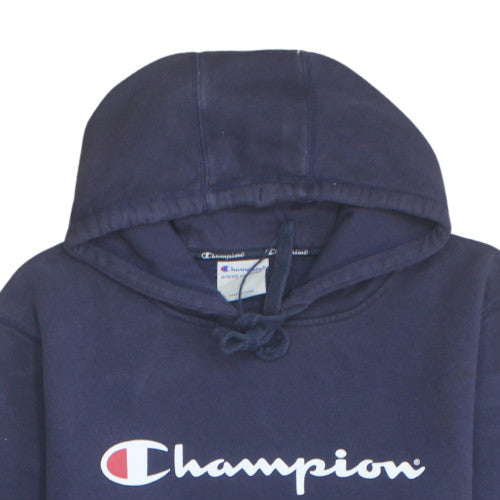Champion Men's Navy Blue Pullover Hoodie L Logo Athleticwear