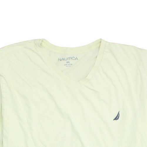 Nautica Men's Beige V-Neck Cotton T-Shirt 2XL Nautical Style