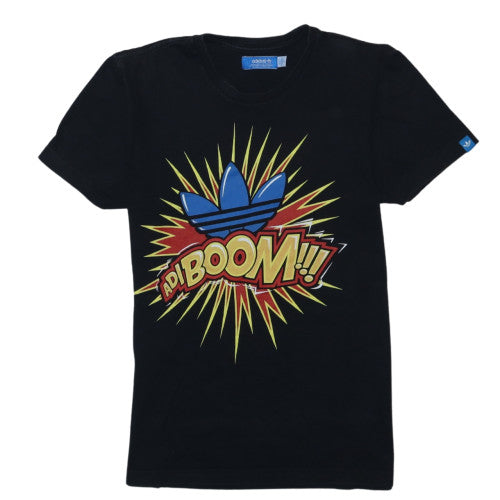 Additional front view of Adidas Women's Black Graphic Boom T-Shirt, size S, Casual
